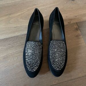 Stuart Weitzman Black Embellished Loafers Size 9.5